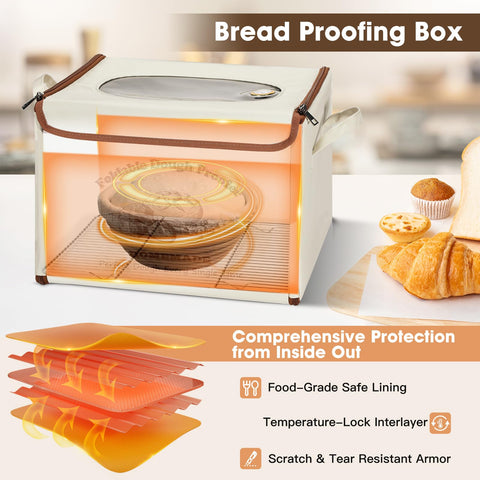 Yacumx foldable bread proofing box with lid open showing interior for dough proofing.