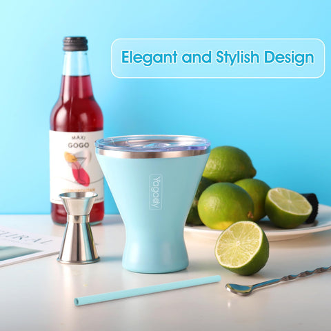 Yagady stainless steel insulated 10oz tumbler keeps cocktails cold.