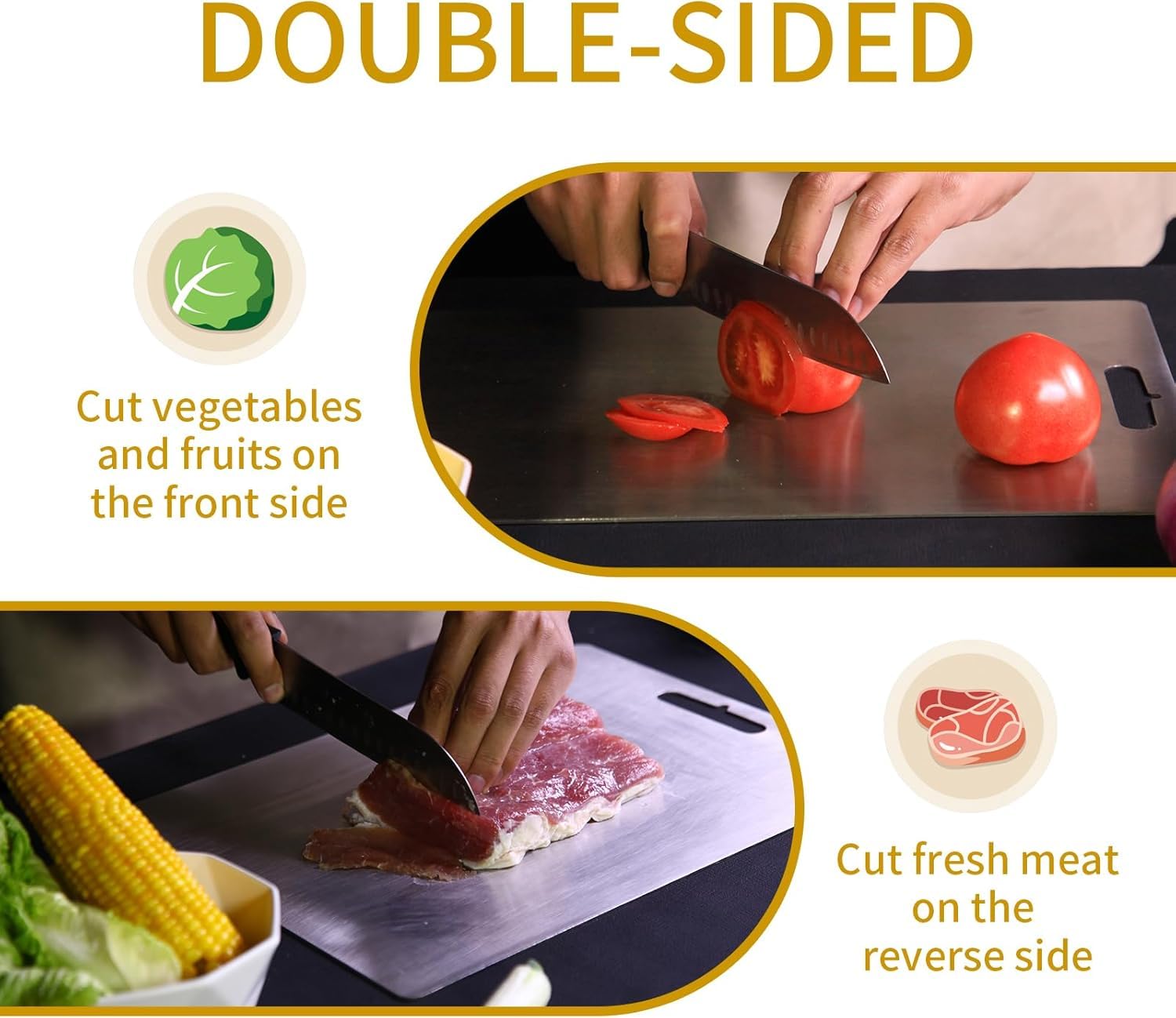 Yainmos Titanium Cutting Board 12x9 surface ideal for compact kitchens and quick slicing.