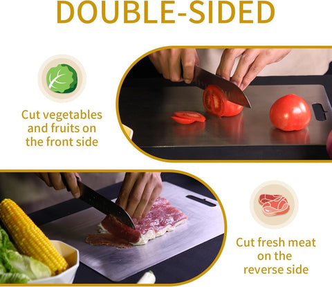 Yainmos Titanium Cutting Board 12x9 surface ideal for compact kitchens and quick slicing.