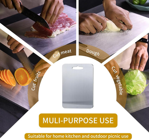 Yainmos Titanium Cutting Board easy clean surface resists stains and odors after use.