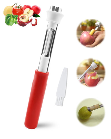 YAKAUEI 2-in-1 apple corer and peeler tool front view for clutter-free countertops.
