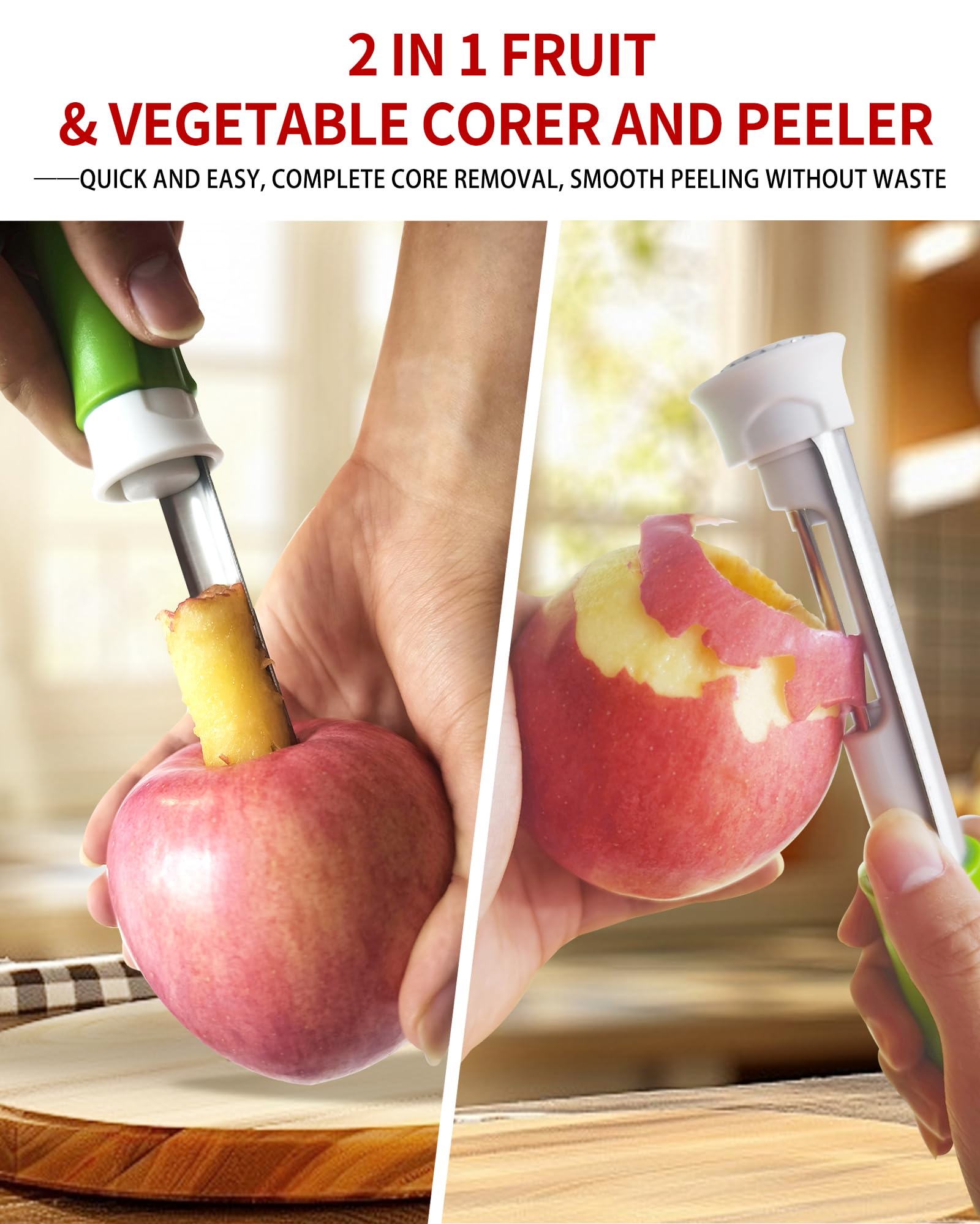 YAKAUEI apple corer tool core removal detail speeds meal prep.