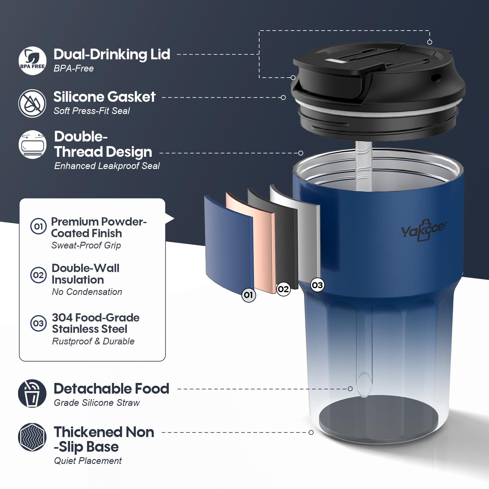 Double-wall vacuum insulation delivers lasting temperature control