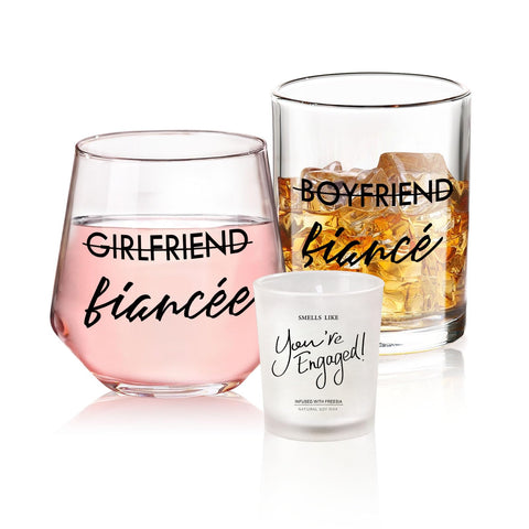 Yalucky engagement glass set in a stylish box, perfect for celebrations.