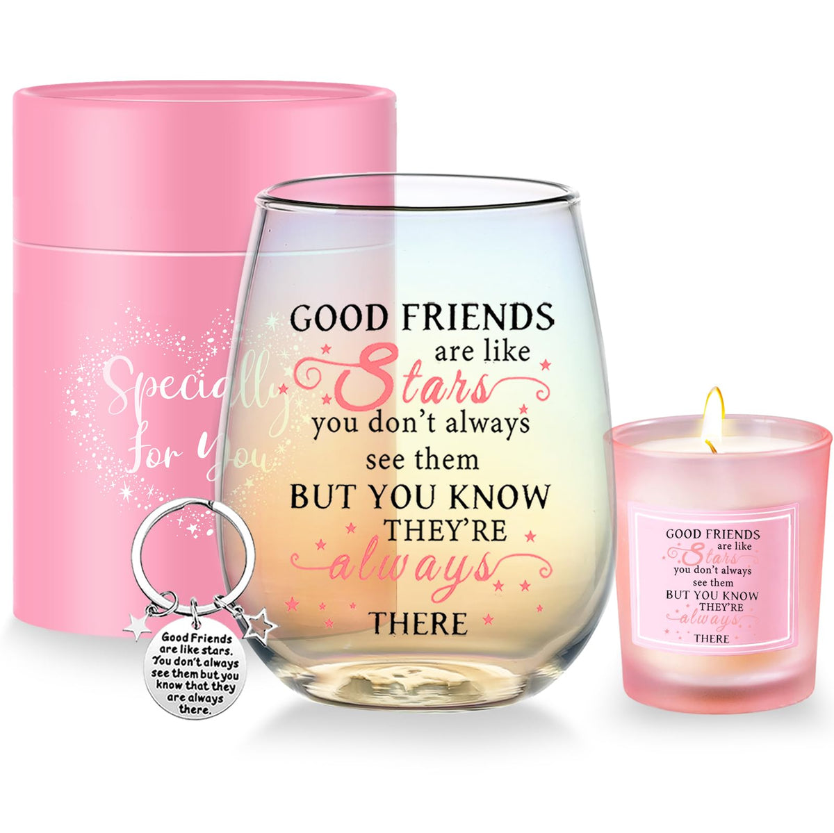 Yalucky good friend wine glass in gift box for birthdays.