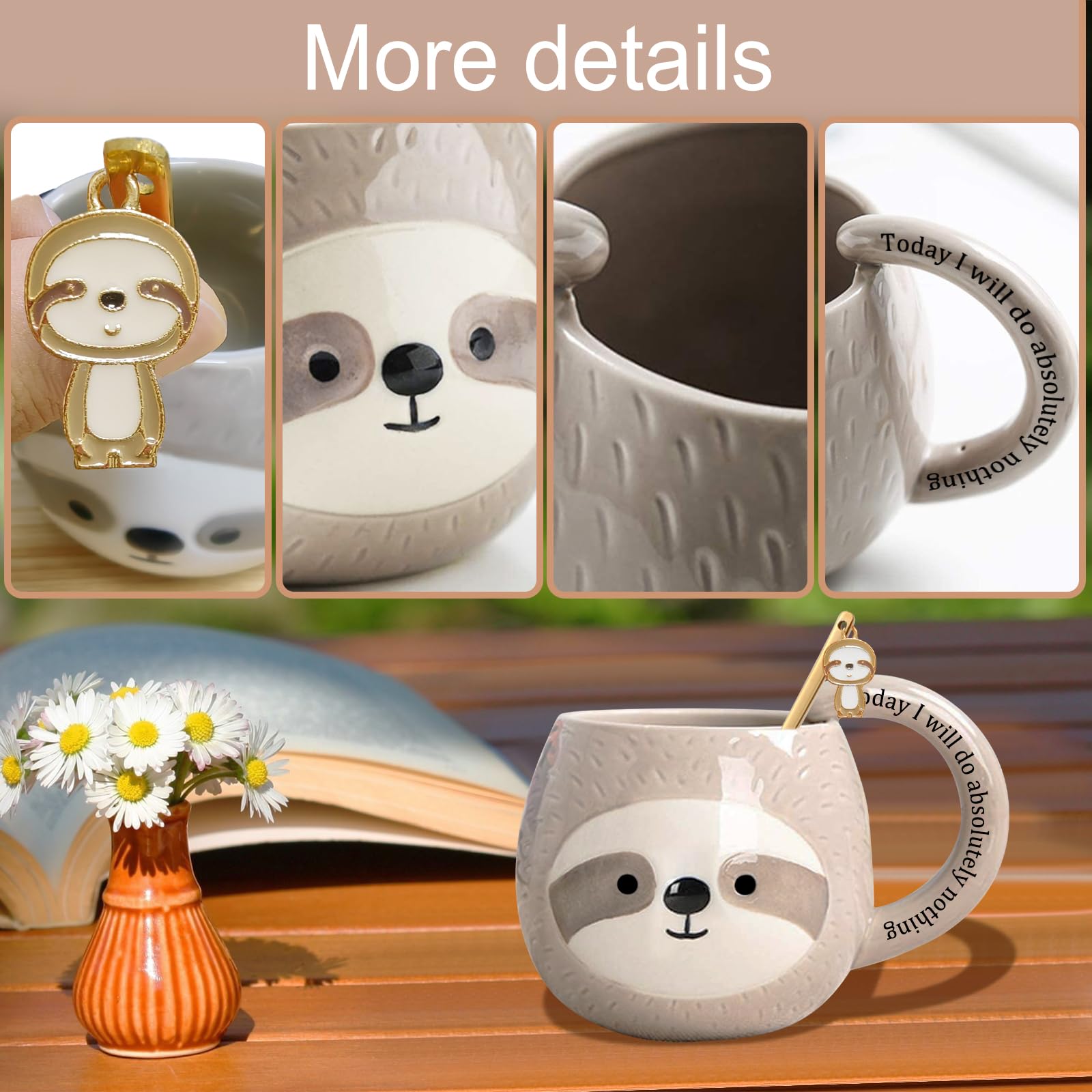 Yalucky ceramic sloth mug, durable daily beverage companion