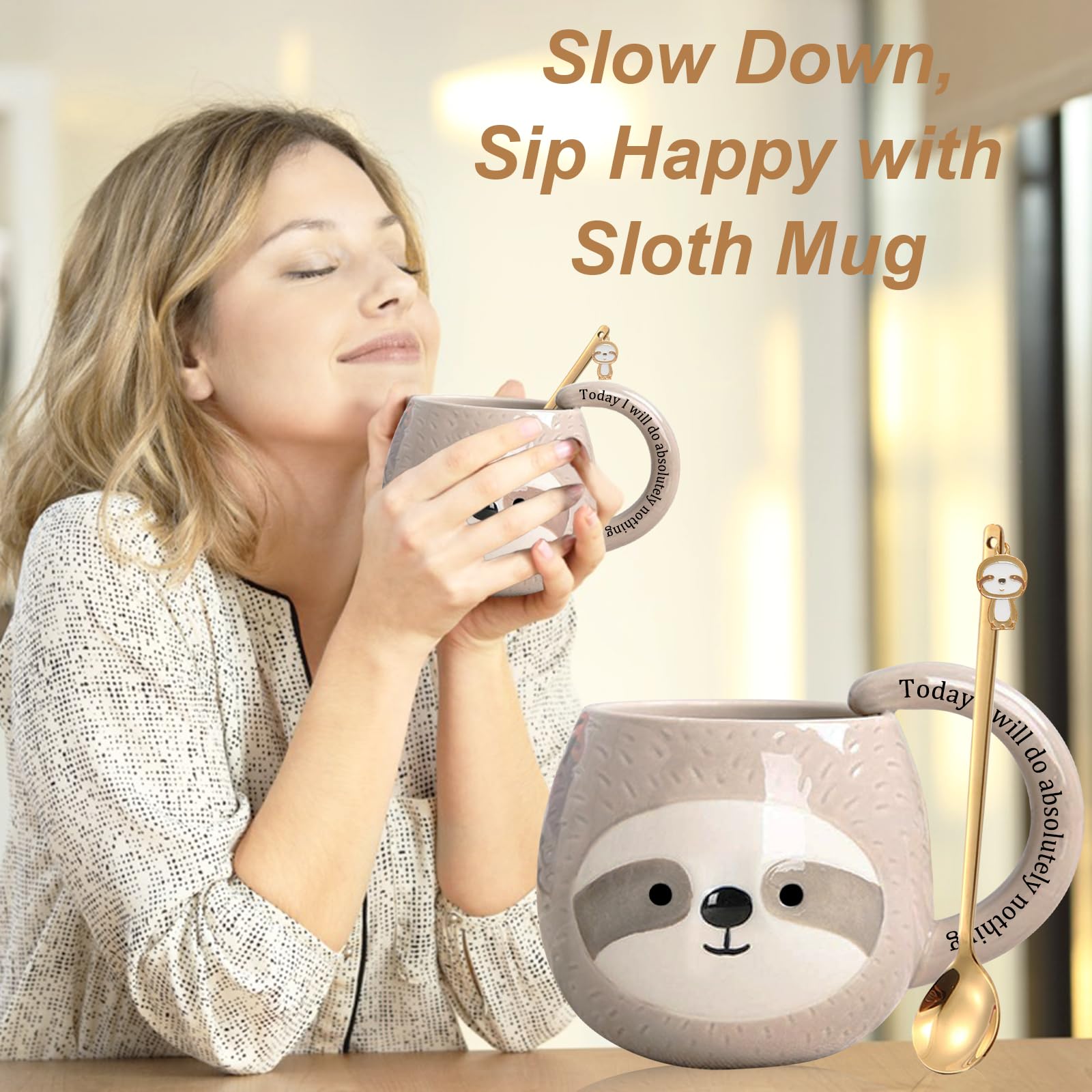 Yalucky sleeping-sloth design mug for tea or cocoa rituals