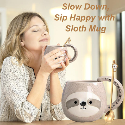 Yalucky sleeping-sloth design mug for tea or cocoa rituals