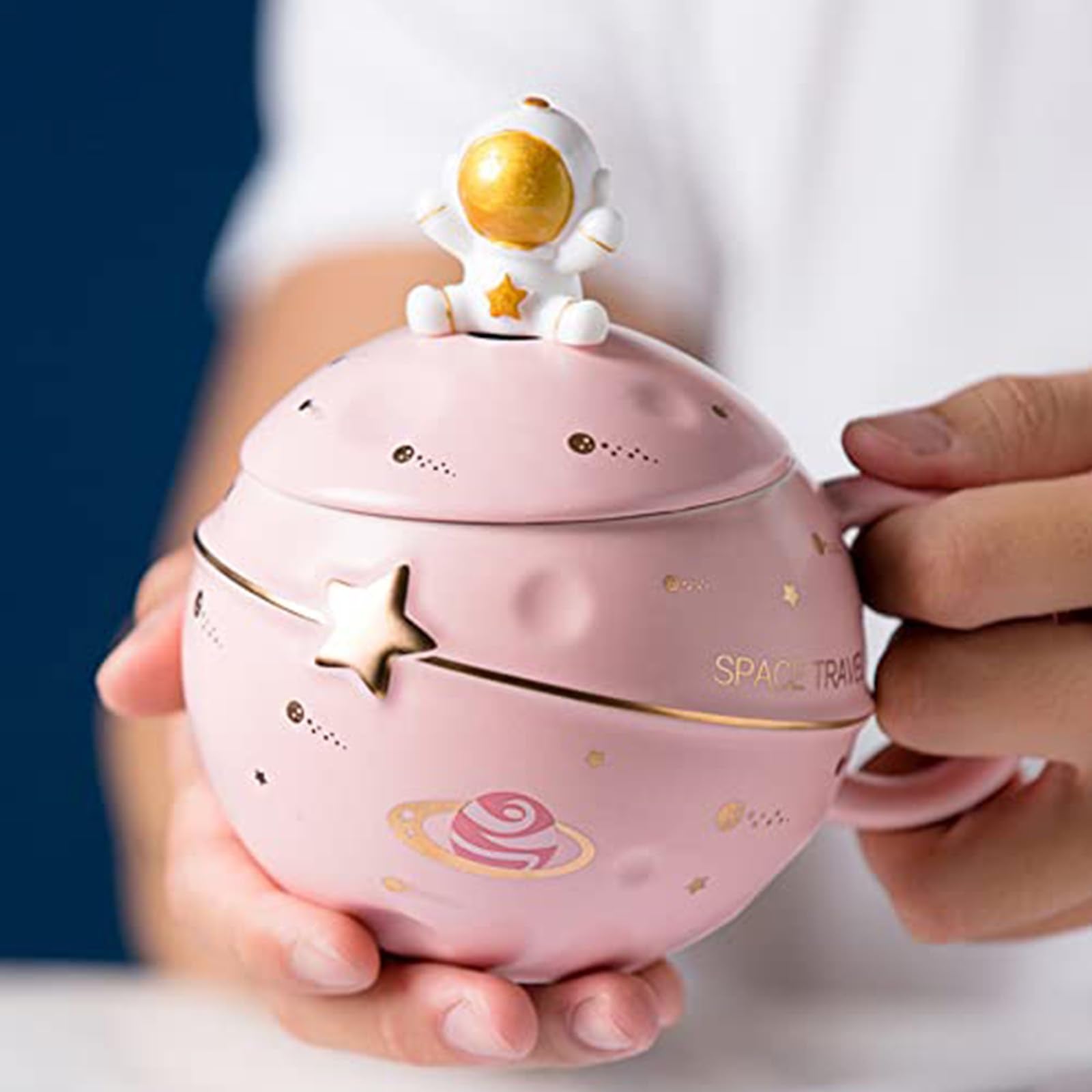 Yalucky space-embossed planet mug highlights embossed motif ideal for fun beverage moments.