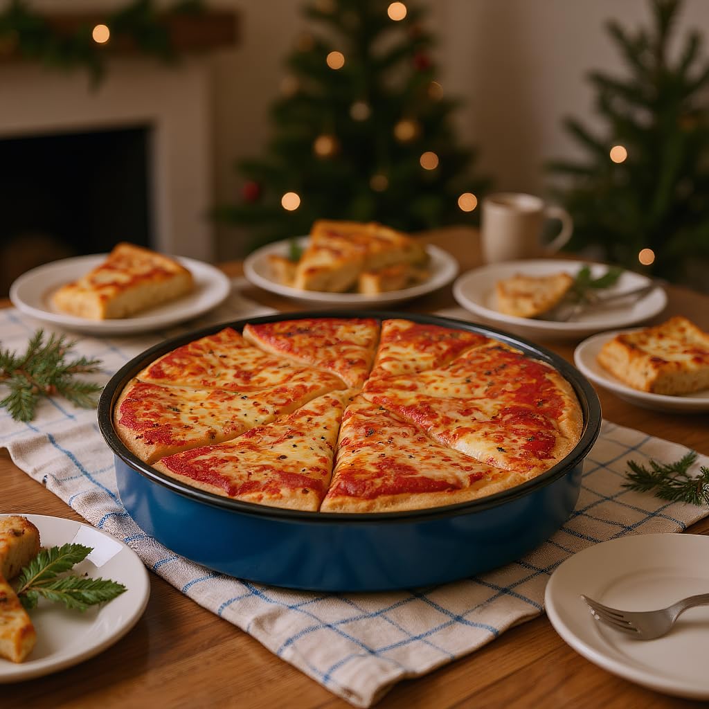 YAMMI TREE 12-inch enamel roasting pan ideal for pizzas and roasts.