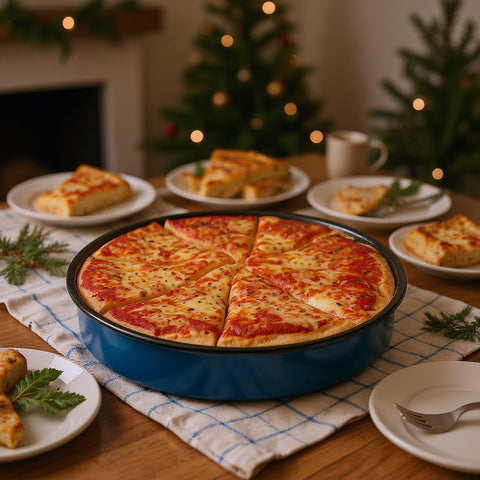 YAMMI TREE 12-inch enamel roasting pan ideal for pizzas and roasts.