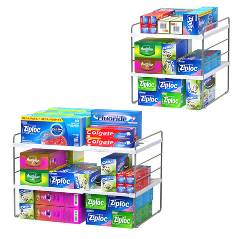 YAN & HIN 2-pack 3-tier cabinet organizer keeps shelves tidy and accessible.