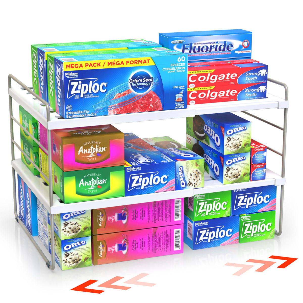 YAN & HIN expandable wrap dispenser in a cabinet organizer for quick access