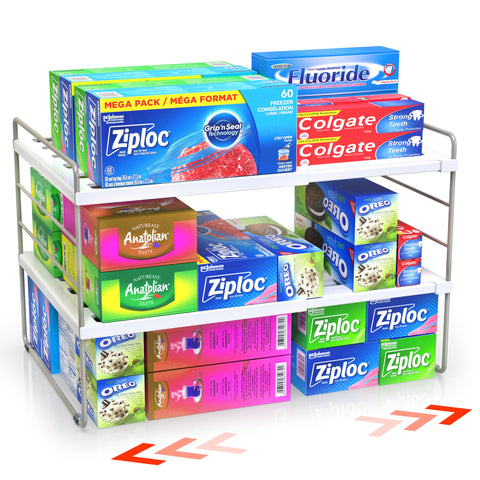YAN & HIN expandable wrap dispenser in a cabinet organizer for quick access