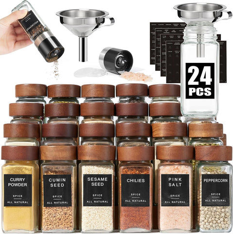 Yangbaga glass spice jars with wood lids offer durable visibility for easy spice checks.