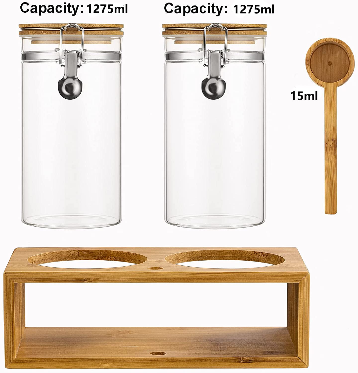 Yangbaga glass sugar canister with clear visibility.