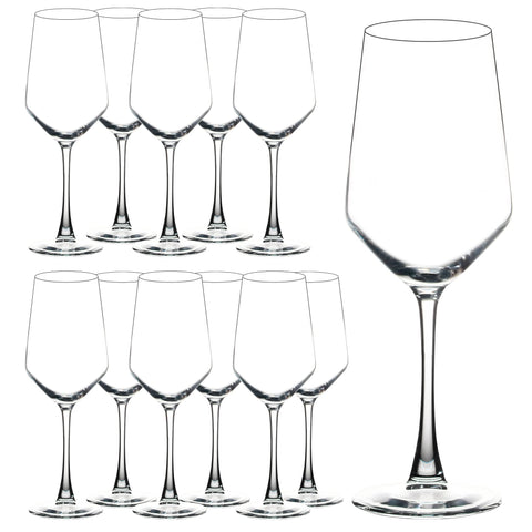 YANGNAY 13 oz wine glass with high clarity enhances wine color for red or white.