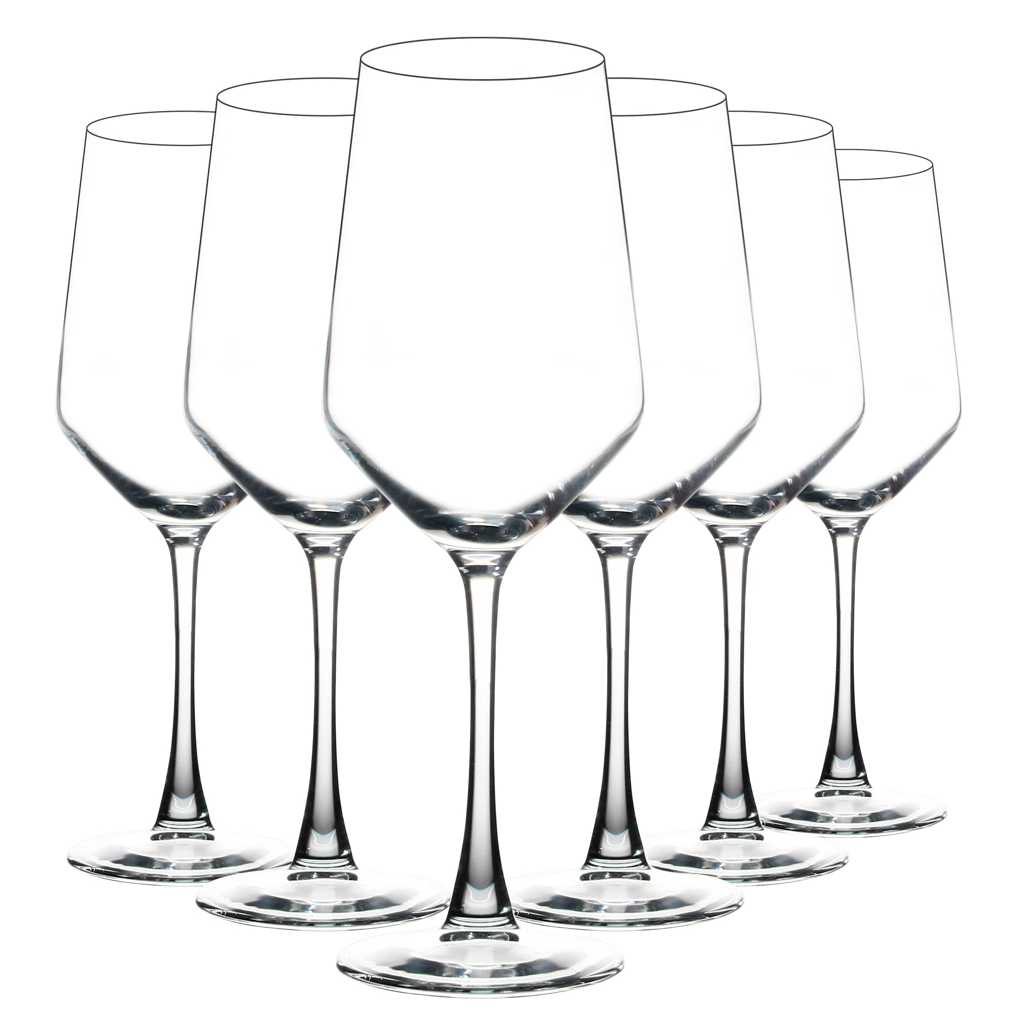 YANGNAY 6-pack wine glasses, clear glass, enhances wine color presentation.