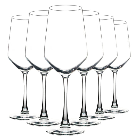 YANGNAY 6-pack wine glasses, clear glass, enhances wine color presentation.