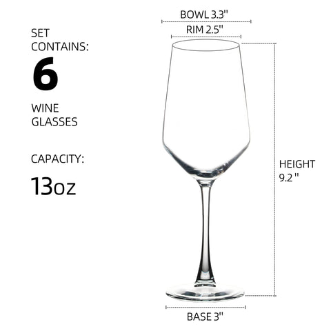 YANGNAY 6pc wine glasses, stemmed design, elegant for everyday dining.