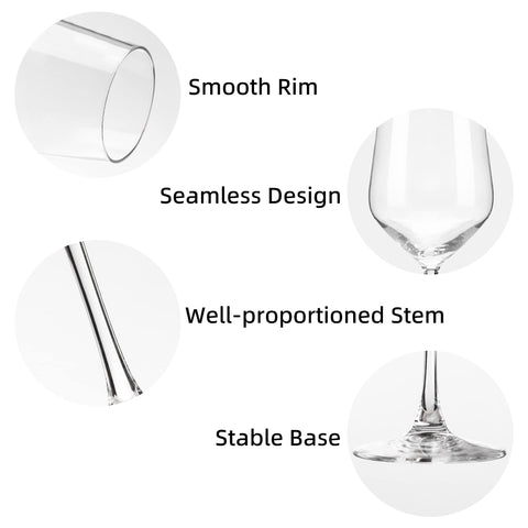 YANGNAY 6pc wine glasses, tapered-bowl, suitable for red or white pours.