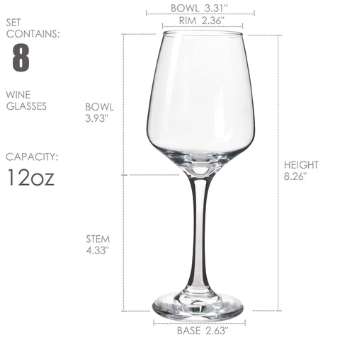 YANGNAY eight-piece stemmed wine glasses, perfect for red and white wine tastings