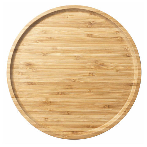 YANGQIHOME bamboo round serving platter with natural grain for elegant presentation.