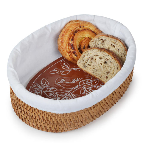 YANGQIHOME bread warmer basket with stone keeps bread warm at the table.