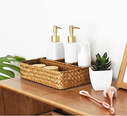 YANGQIHOME drawer organizer keeps remotes, cosmetics, and accessories neatly separated.
