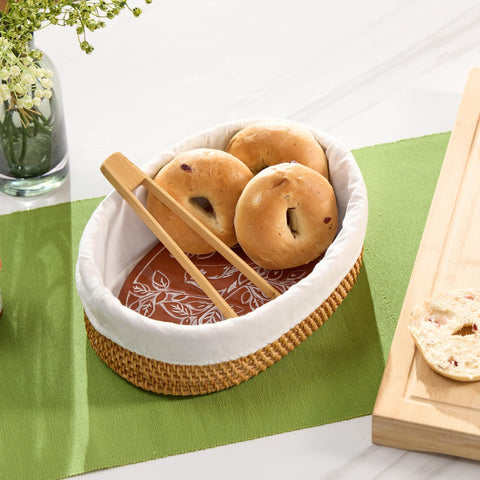 YANGQIHOME multipurpose basket for tortillas and buns at table.