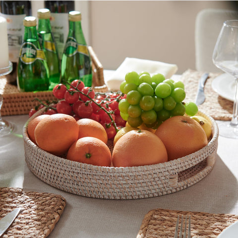 YANGQIHOME ottoman tray with woven design suits multi-use entertaining.