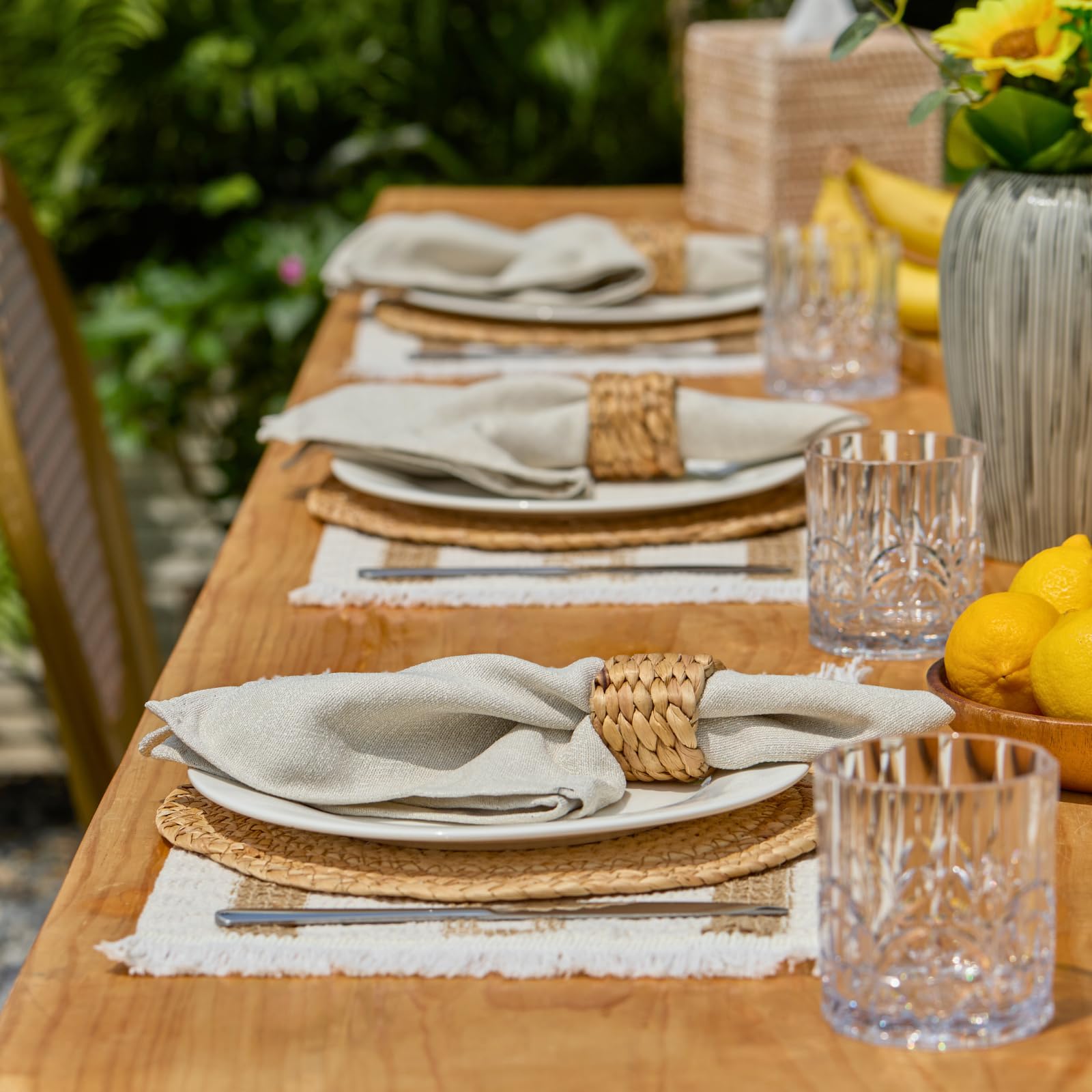 YANGQIHOME placemats tassels provide handcrafted character while remaining easy to wipe