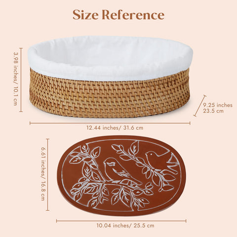 YANGQIHOME rattan bread basket on dining table with lid.