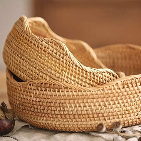 YANGQIHOME rattan bread basket large ideal for bread loaves and display
