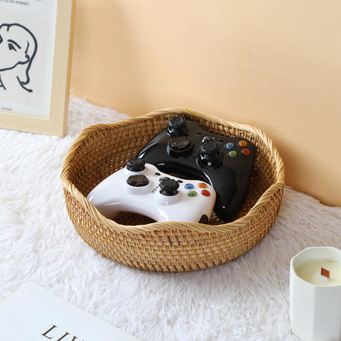 YANGQIHOME woven serving bowl on dining table adds rustic charm and organization