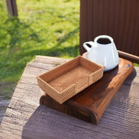 YANGQIHOME table-decor rattan accent complements rustic and modern tables.