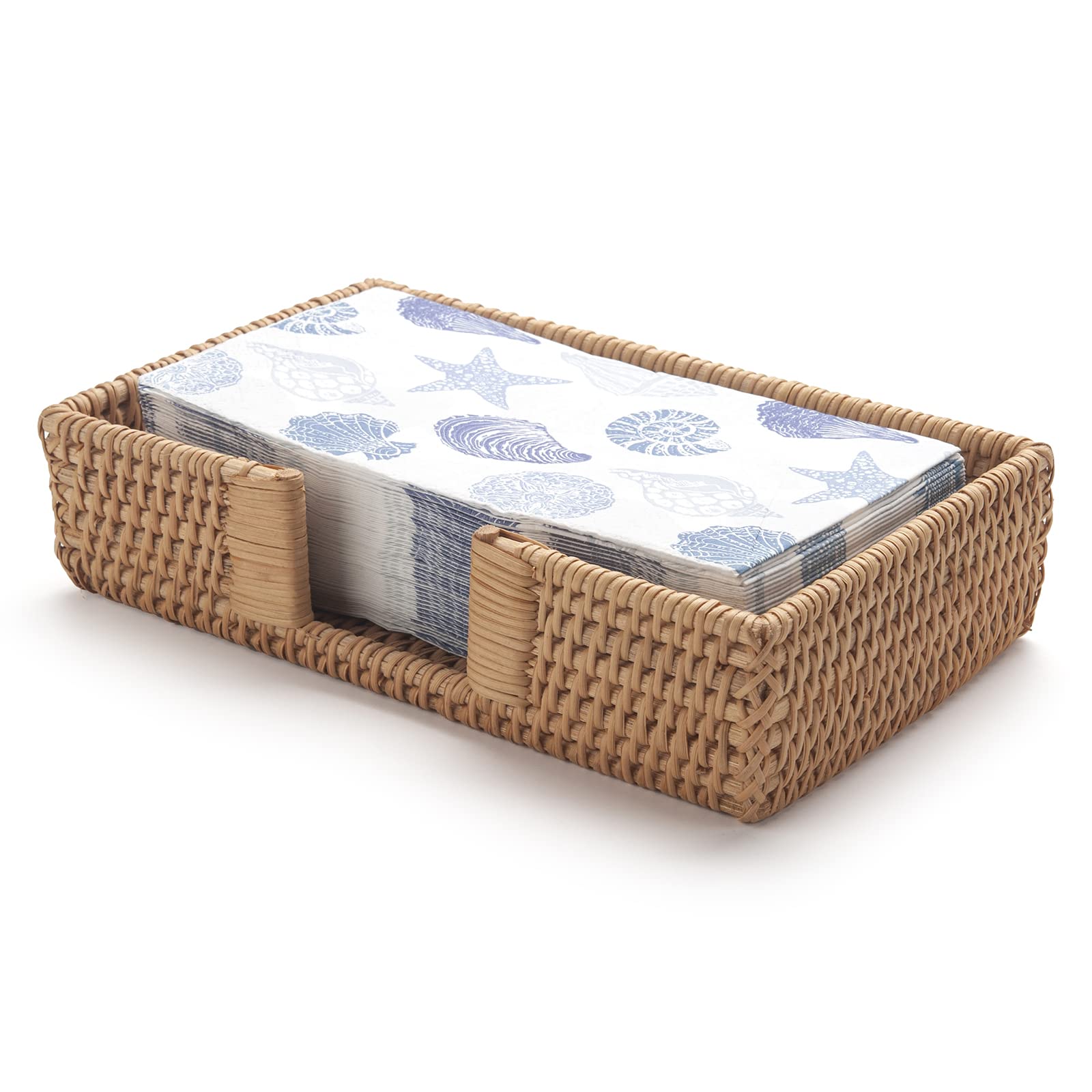 YANGQIHOME wicker napkin tray keeps napkins organized on counter or bar.