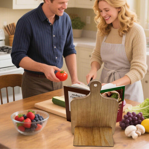 Yangshuo stand supports books, magazines, tablets, and phones for hands-free cooking
