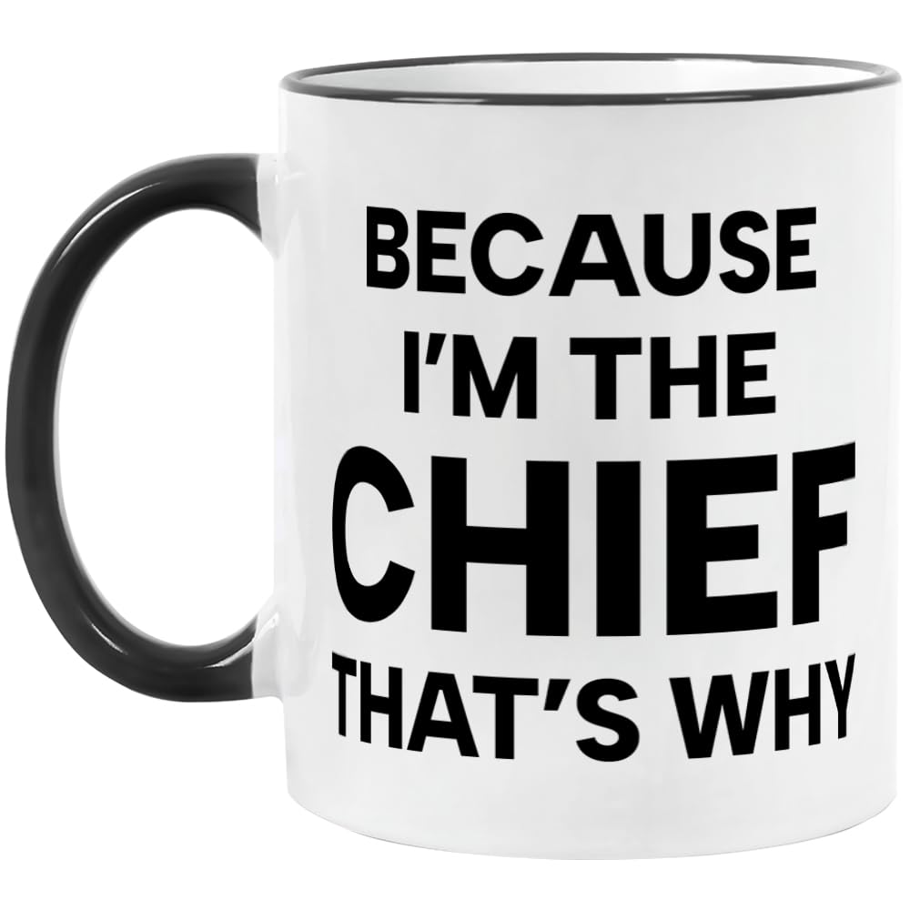 Yanprint funny chief mug front view with bold text for Navy retirement gifts.