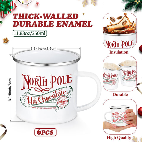Yaomiao christmas enamel stainless steel mug with handle, ideal for daily holiday coffee.