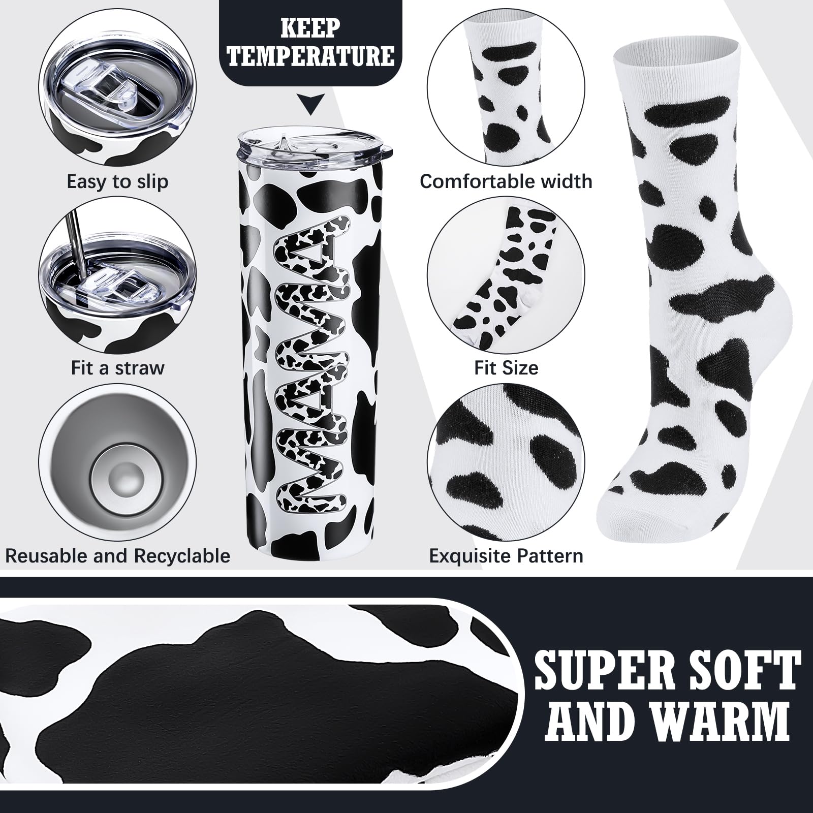 Yaomiao cow-pattern cotton socks offering soft comfort