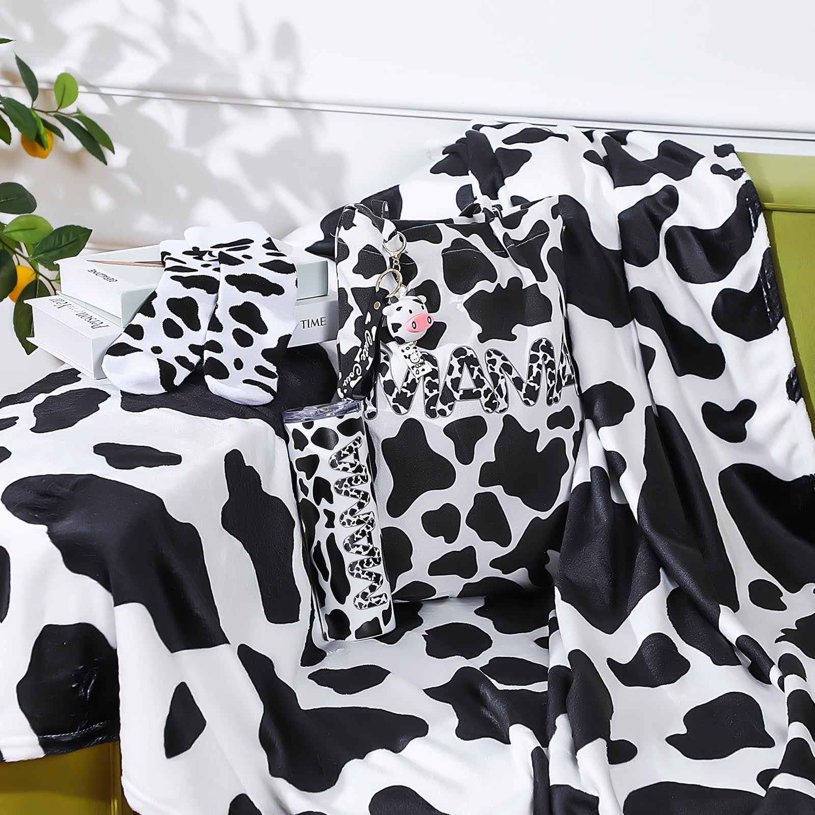 Yaomiao cow-pattern tote bag for organizing daily essentials