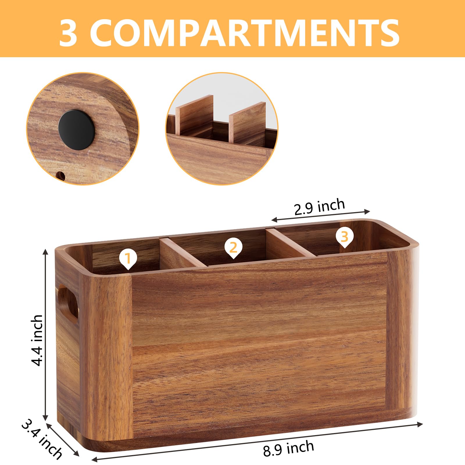 Yaoyiizy utensil caddy for party countertop keeps forks and spoons neatly separated.