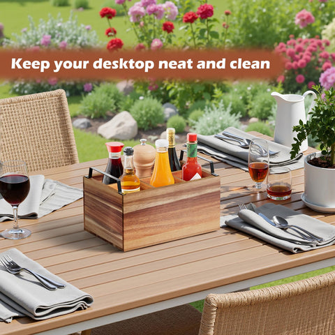 Yaoyiizy wooden silverware caddy handle close-up demonstrates easy transport to events
