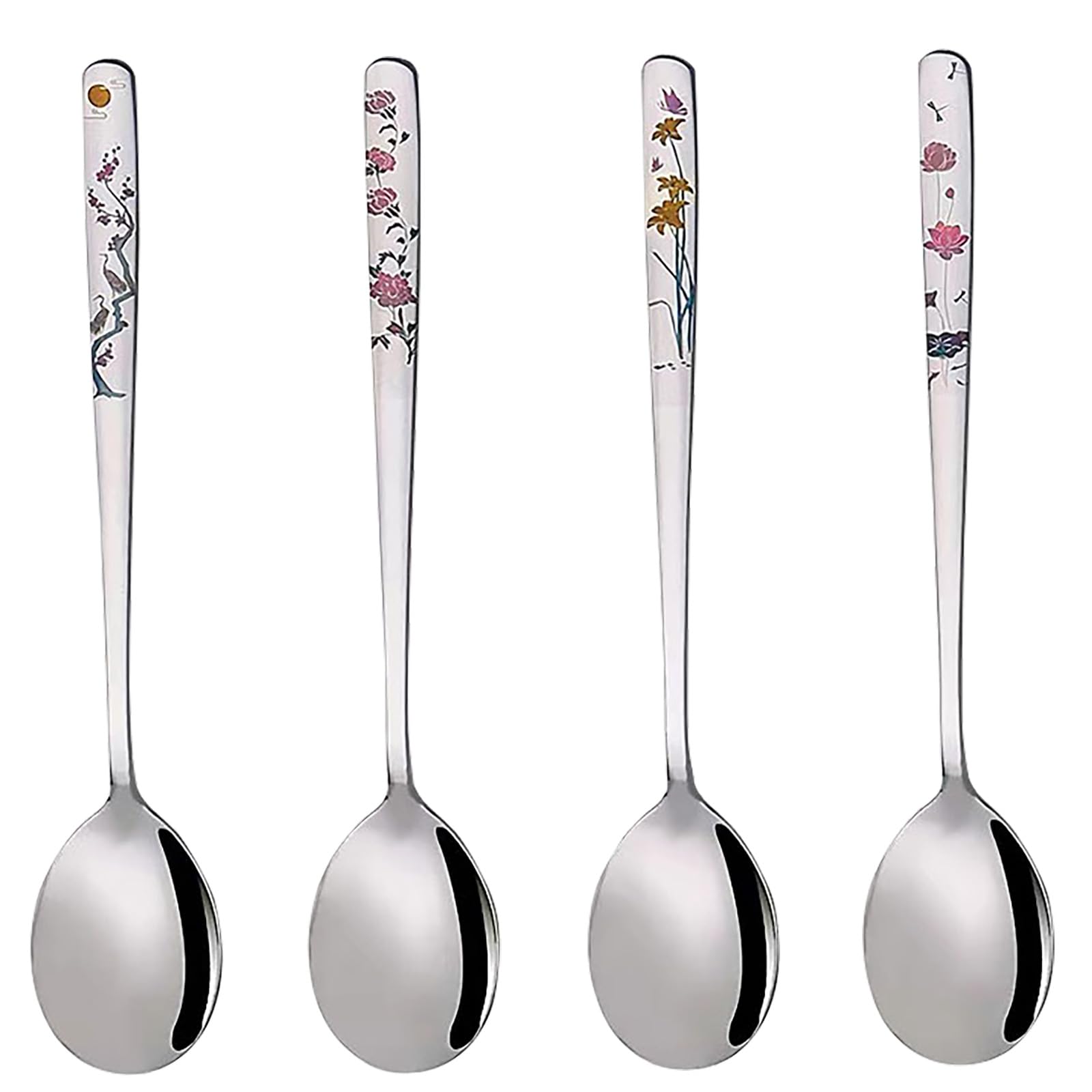 YAPULLYA Korean soup spoon with a flower pattern for daily use.