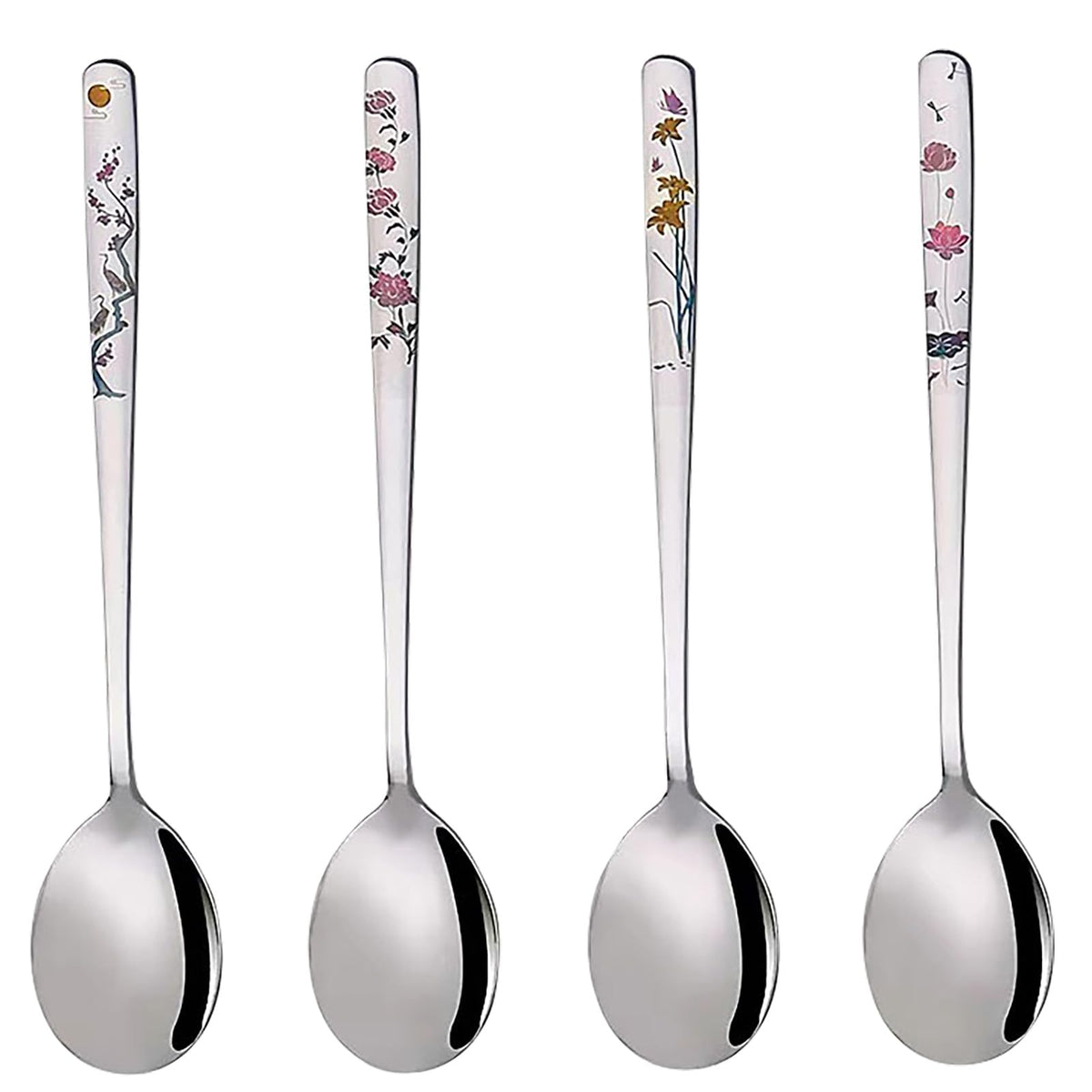 YAPULLYA Korean soup spoon with a flower pattern for daily use.