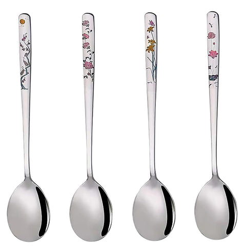 YAPULLYA Korean soup spoon with a flower pattern for daily use.