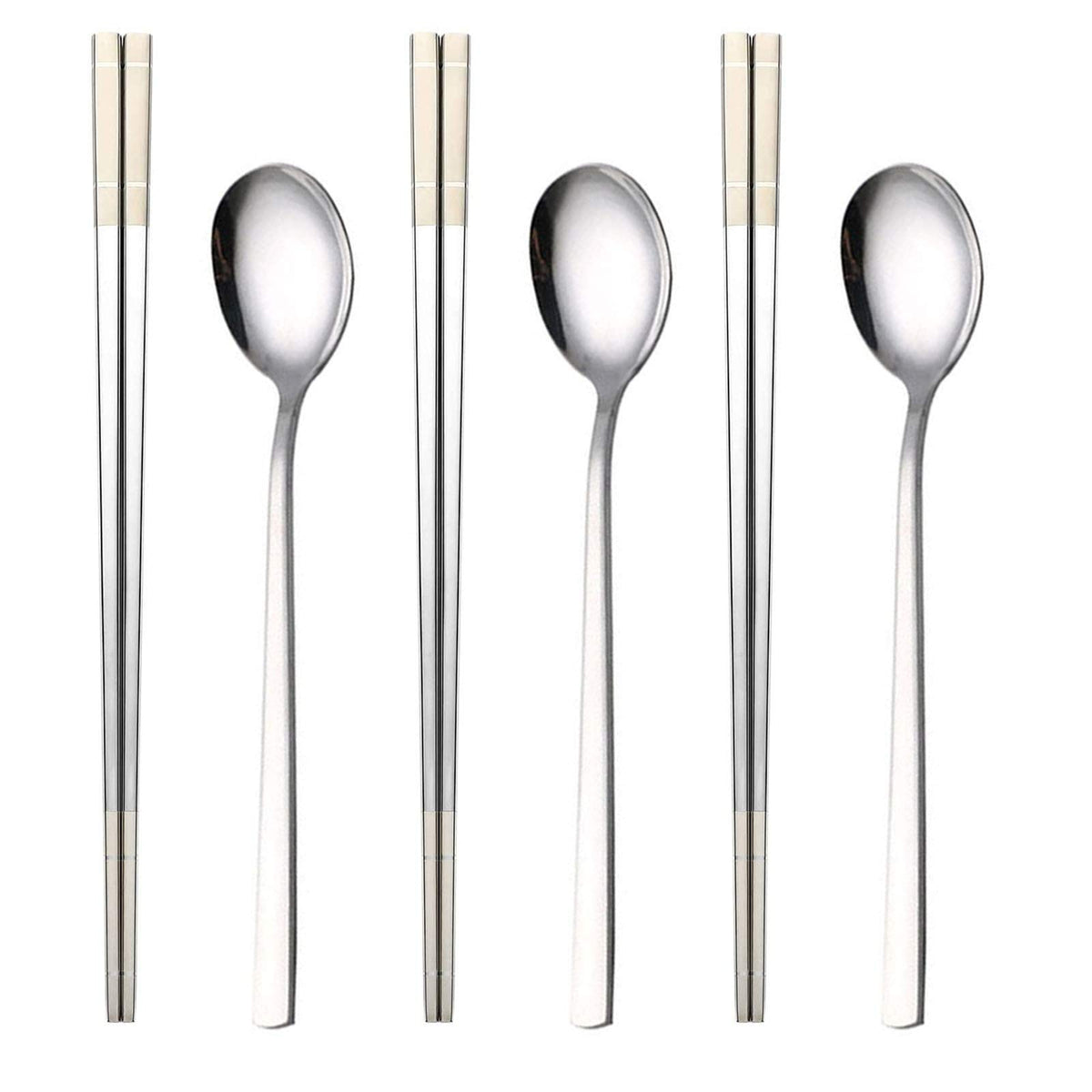 YAPULLYA reusable Korean chopstick and spoon set with long handles for comfortable daily dining.