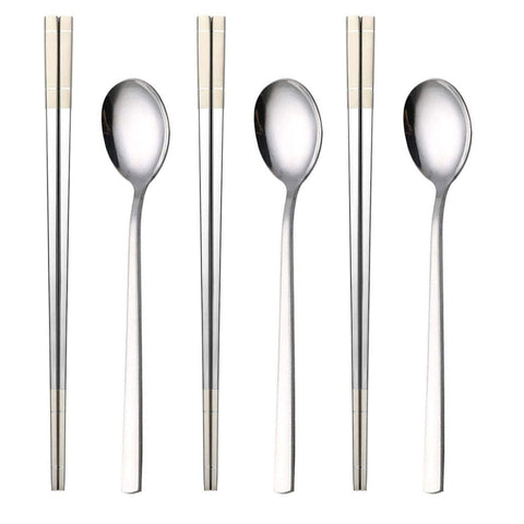 YAPULLYA reusable Korean chopstick and spoon set with long handles for comfortable daily dining.